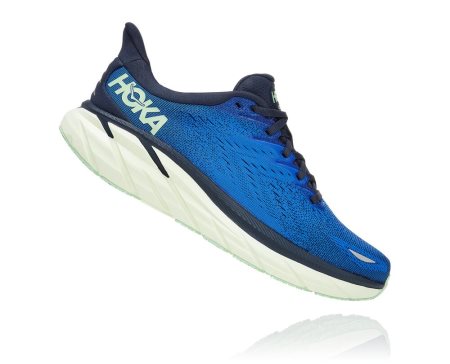 Hoka One One Clifton 8 Moški Road Tekaški Čevlji Modra / Svetlo Zelena SI-297831D